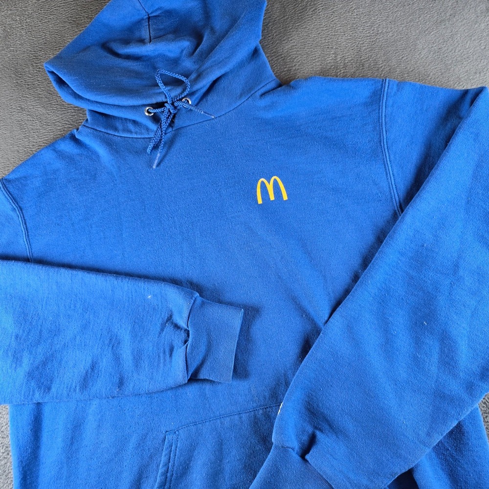 Champion McDonalds Hoodie Mens Medium Blue Eco Authentic Pullover Sweatshirt